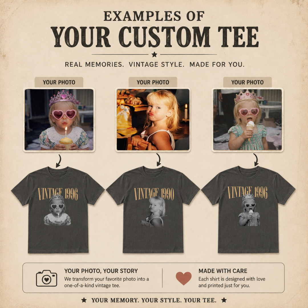 Personalized Vintage Year Birthday Photo Tee