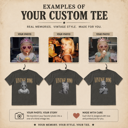 Personalized Vintage Year Birthday Photo Tee