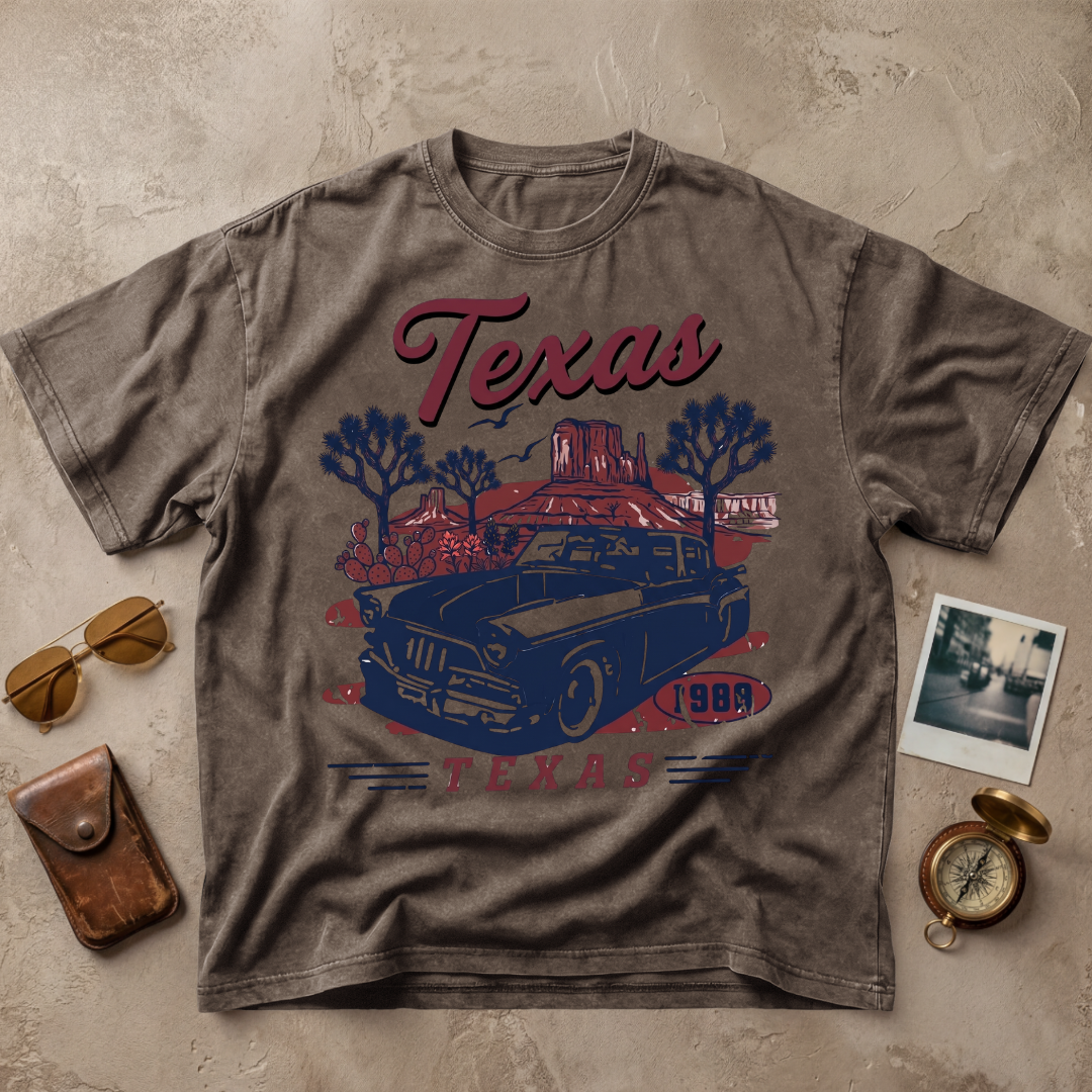 Texas 1980 Vintage Retro Car Western Graphic Tee