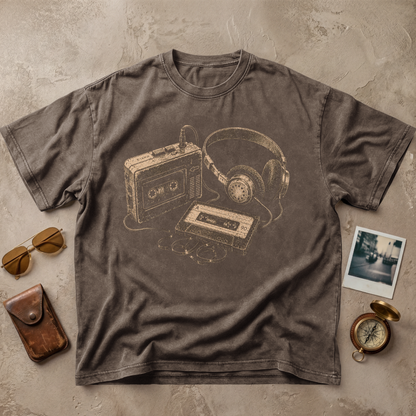 Vintage Cassette Tape & Headphones Graphic Tee