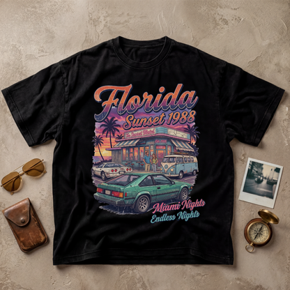 Florida Sunset 1988 Vintage Retro