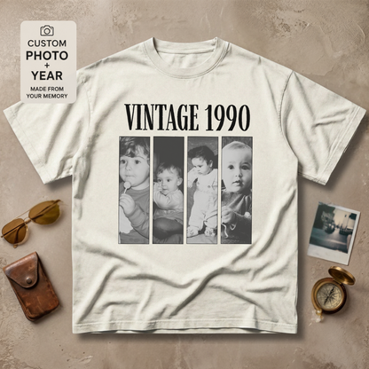 Personalized Vintage Year Multi Photo Tee