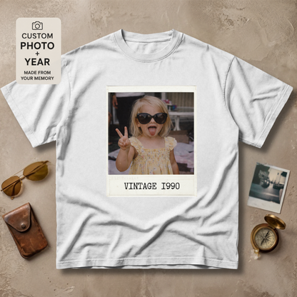 Personalized Vintage Year Polaroid Photo Tee