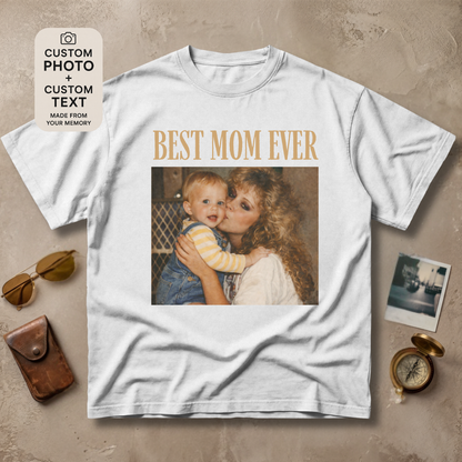 Personalized Best Mom Ever Custom Photo Vintage Tee