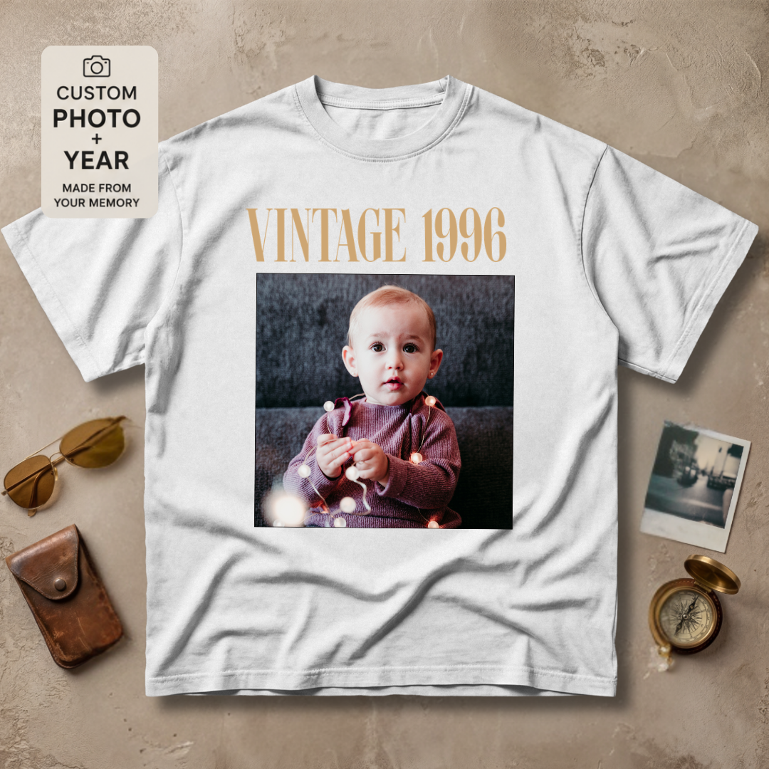 Personalized Vintage Year Photo Tee