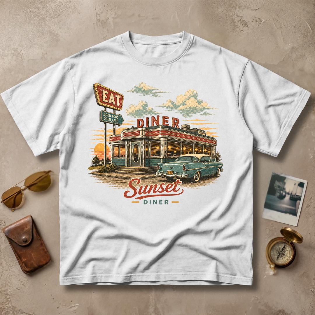 Sunset Diner Vintage Retro Roadside