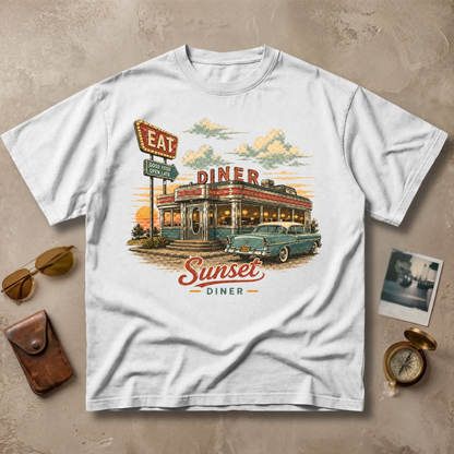 Sunset Diner Vintage Retro Roadside