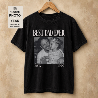 Personalized Best Dad Ever Est Year Photo Tee