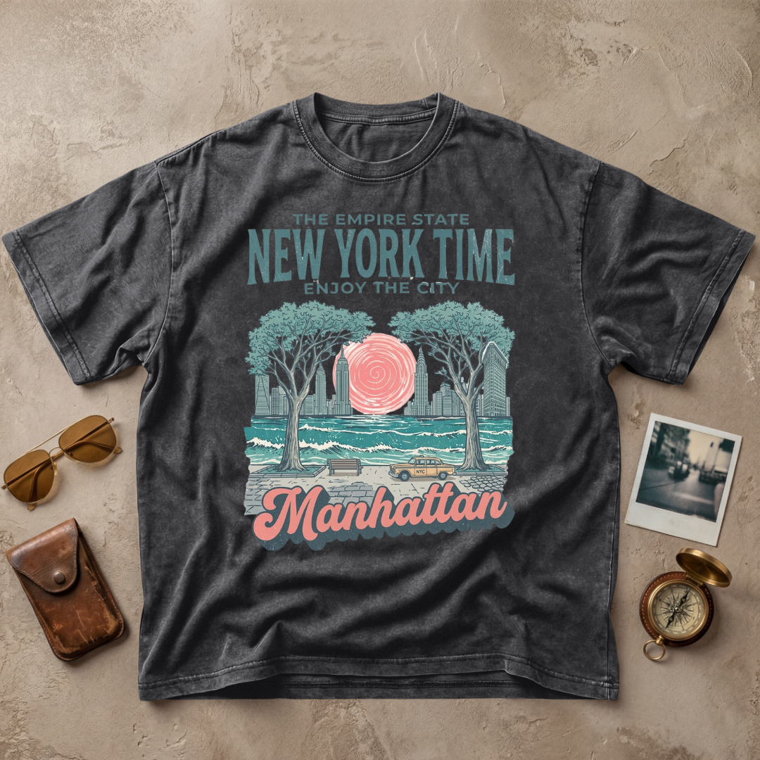 New York Time Manhattan Vintage City Graphic Tee