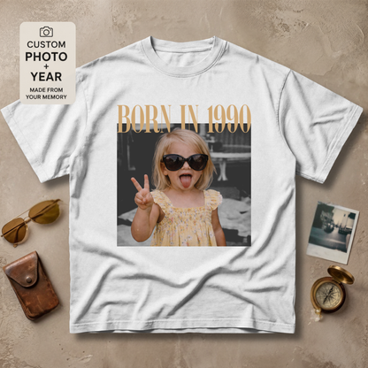 Personalized Born In Custom Year Photo Vintage Tee