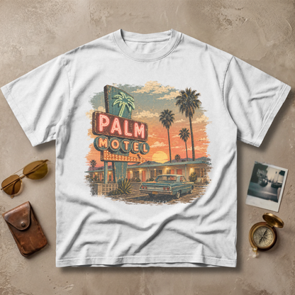 Palm Motel Vintage Sunset Retro