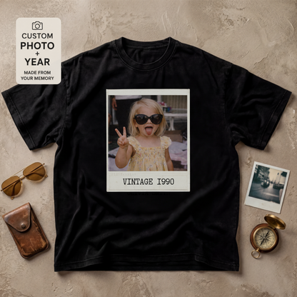 Personalized Vintage Year Polaroid Photo Tee
