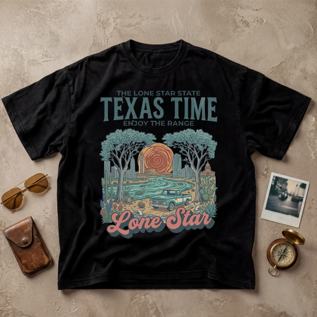 Texas Time Lone Star Vintage Western Graphic Tee