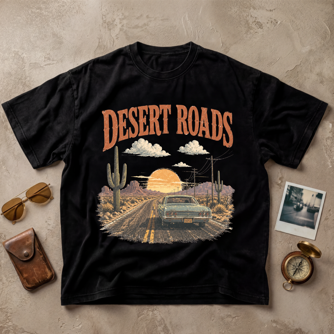 Desert Roads Vintage Retro Road Trip