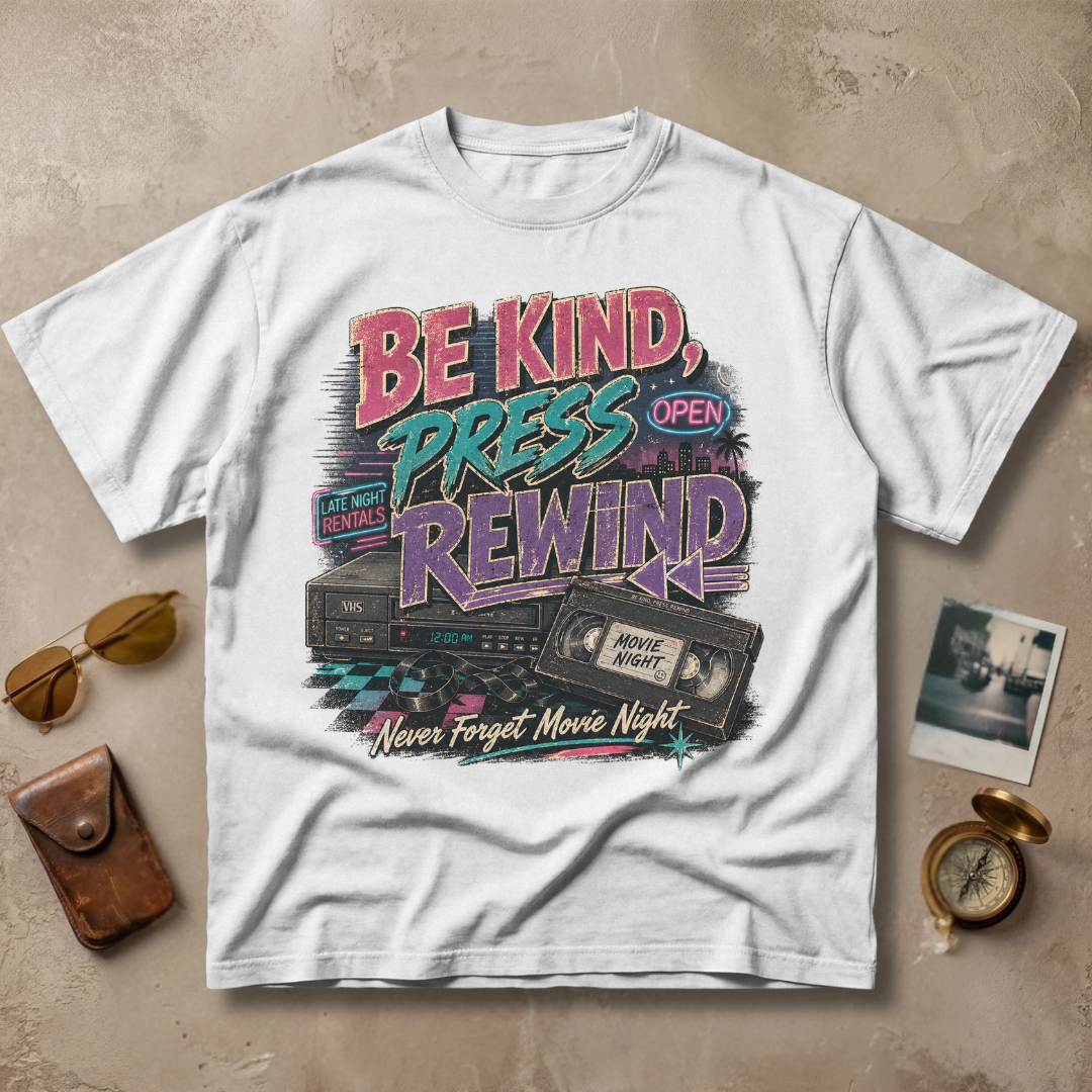 Be Kind Press Rewind Retro VHS