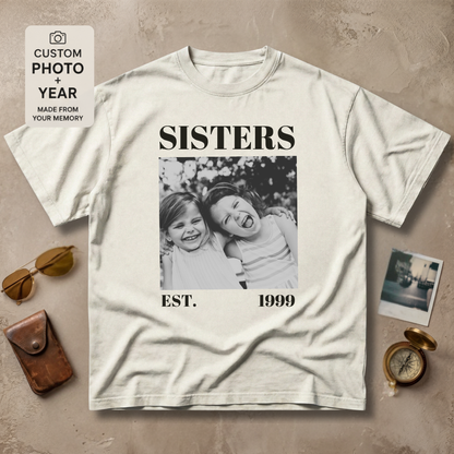 Personalized Sisters Est Year Photo Tee