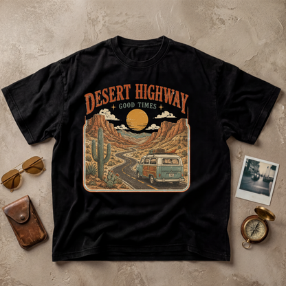 Desert Highway Good Times Vintage Road Trip Tee