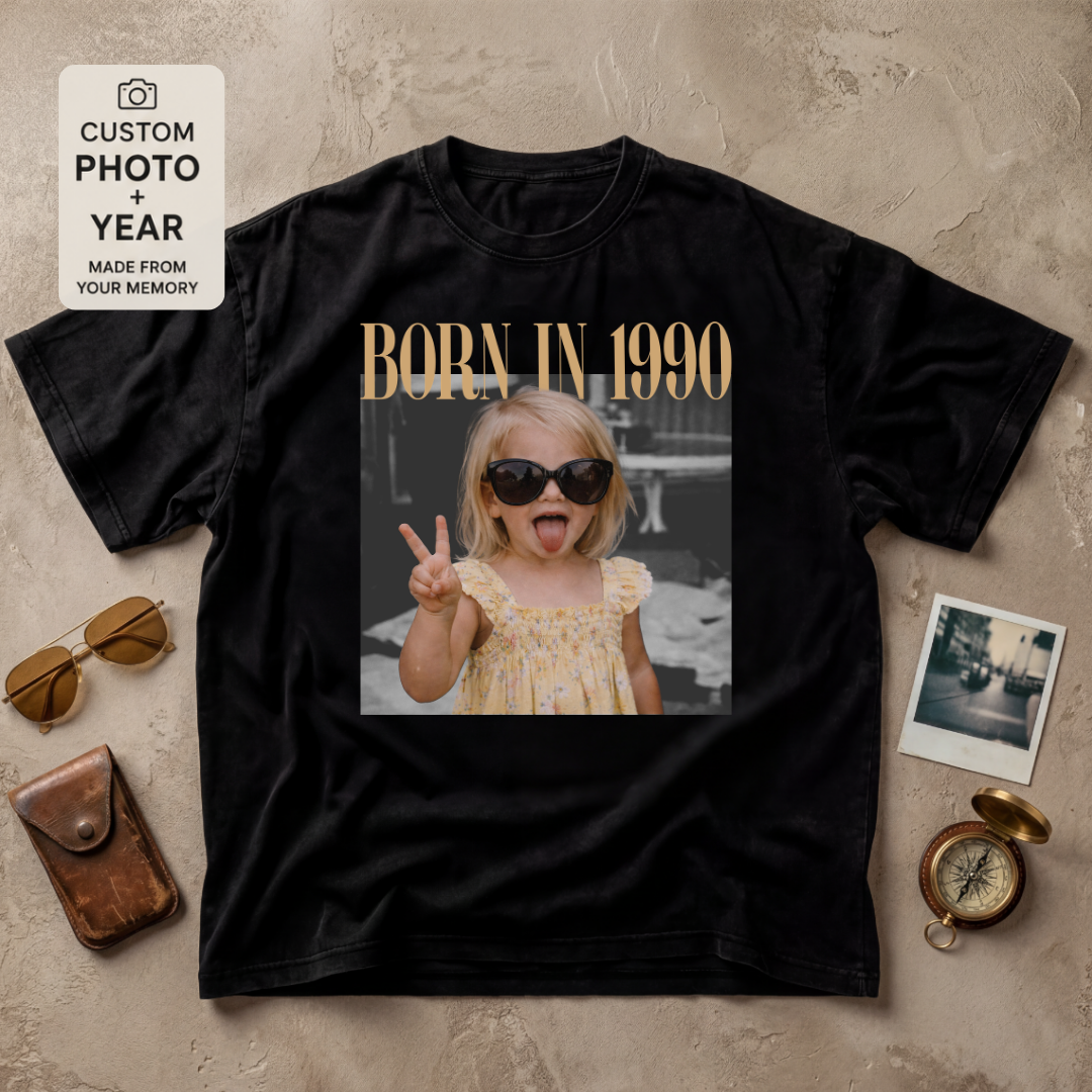 Personalized Born In Custom Year Photo Vintage Tee