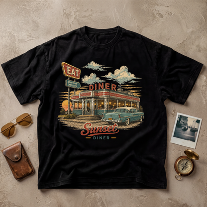 Sunset Diner Vintage Retro Roadside