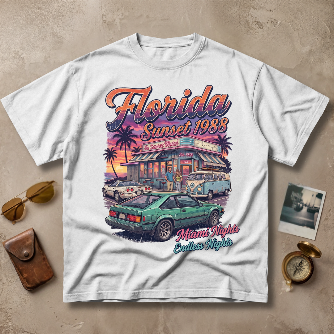 Florida Sunset 1988 Vintage Retro