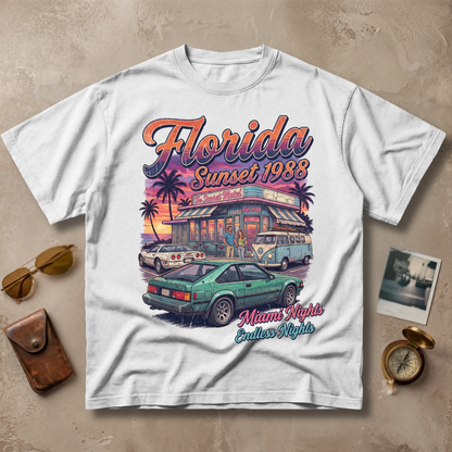 Florida Sunset 1988 Vintage Retro