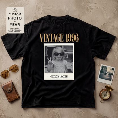 Personalized Vintage Year Photo Polaroid Tee