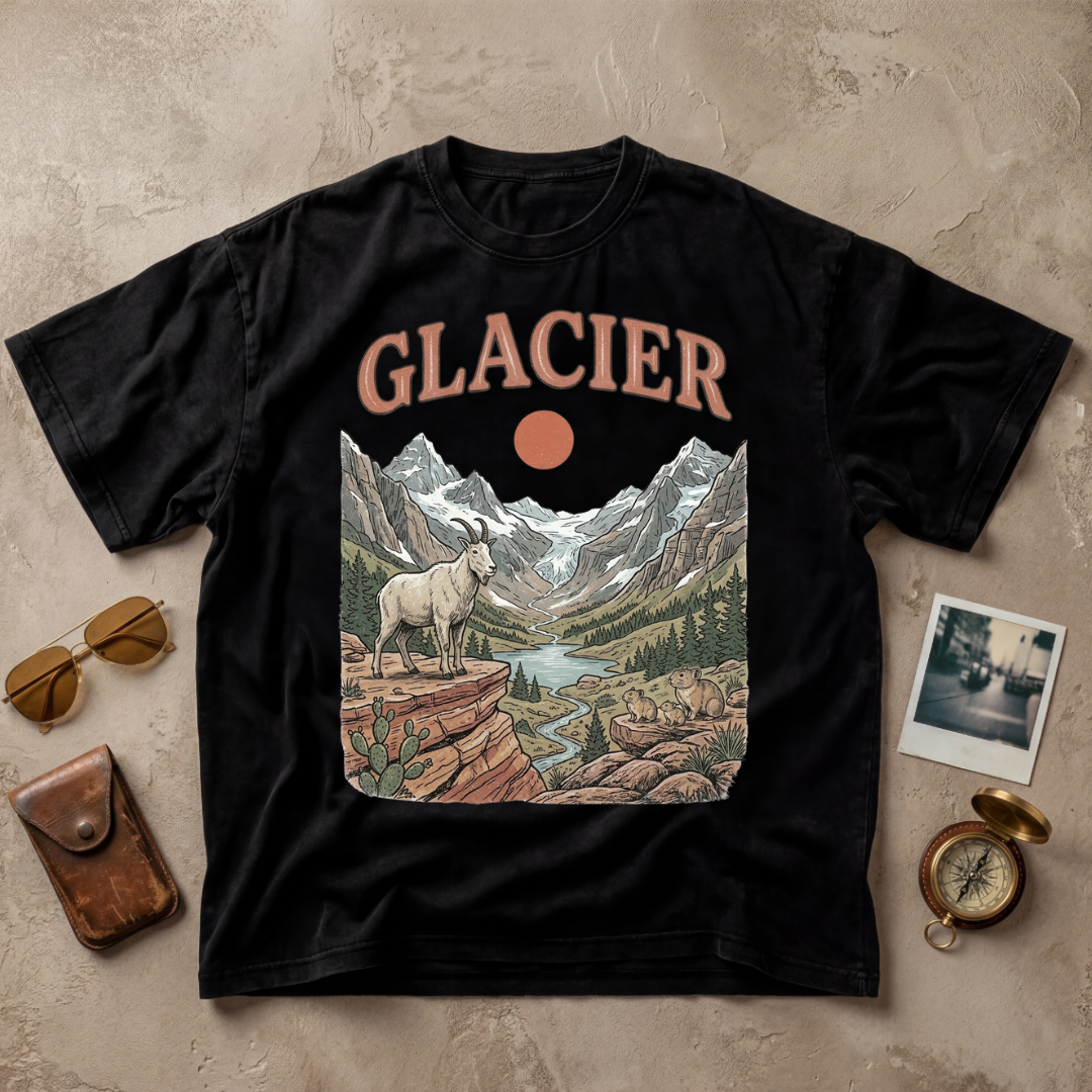 Glacier Vintage Wildlife Graphic Tee