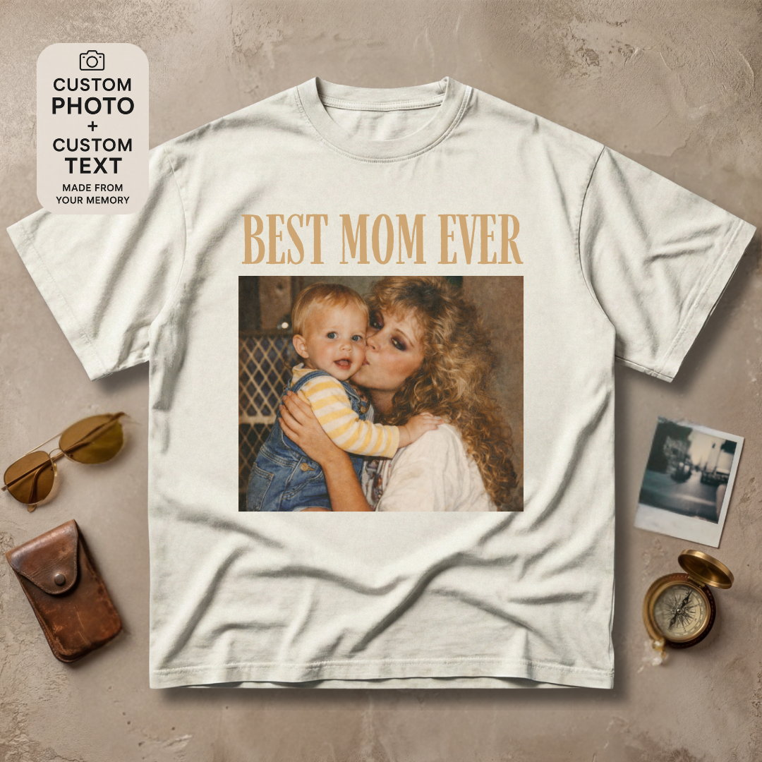 Personalized Best Mom Ever Custom Photo Vintage Tee