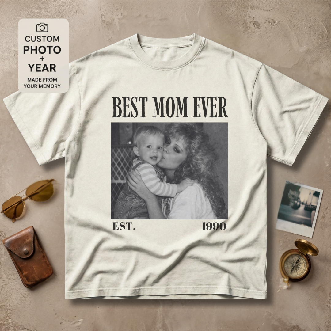 Personalized Best Mom Ever Est Year Photo Tee