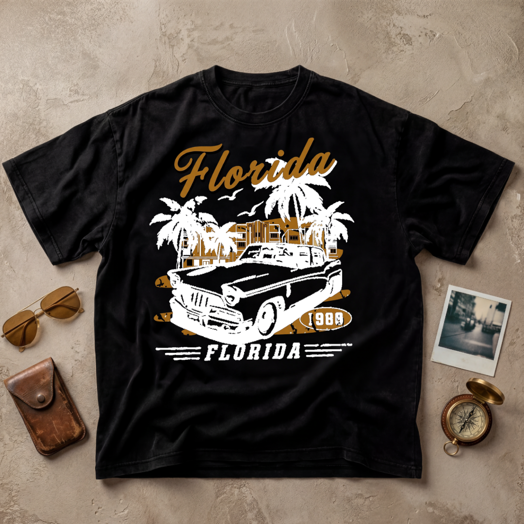 Florida 1980 Vintage Retro Car Graphic Tee