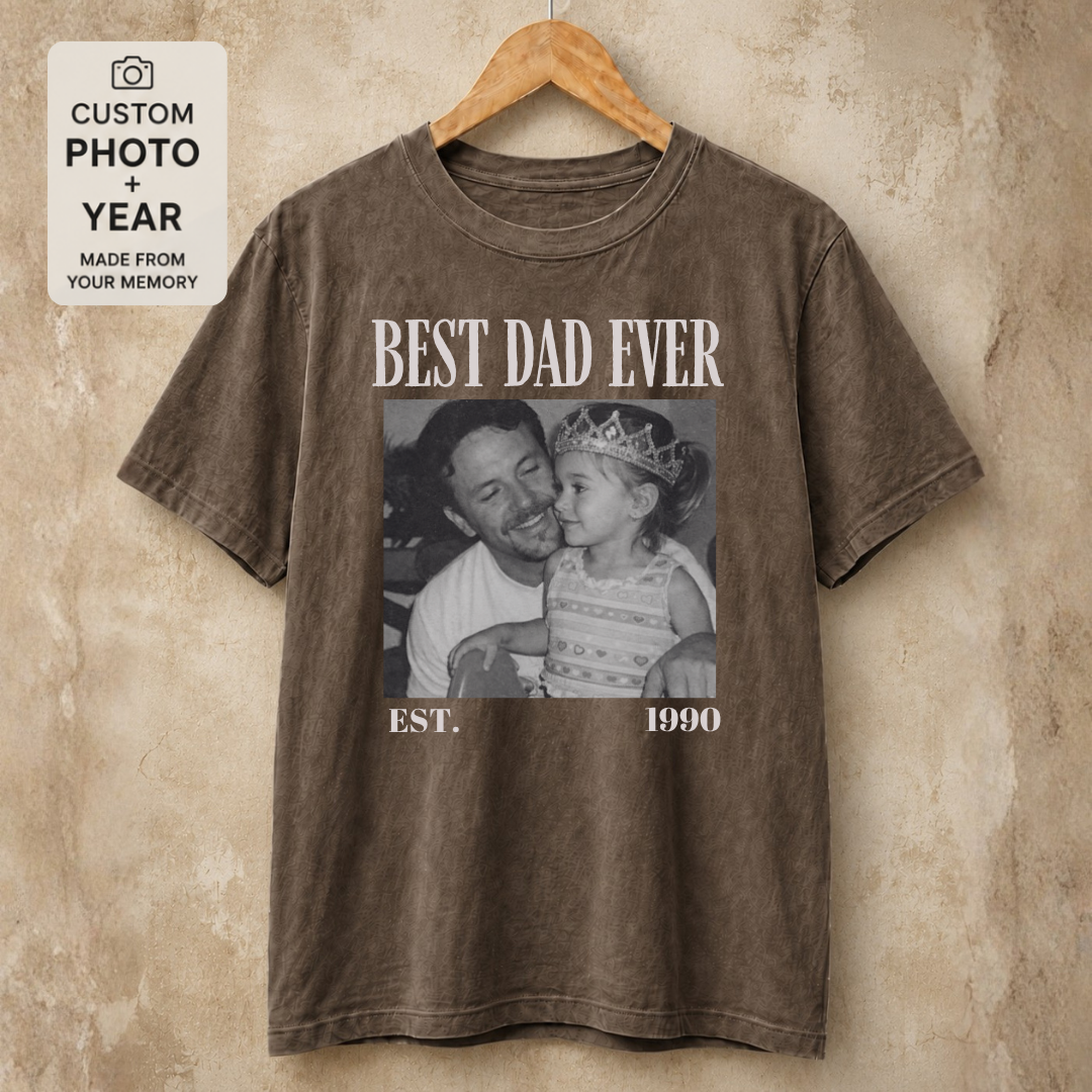 Personalized Best Dad Ever Est Year Photo Tee