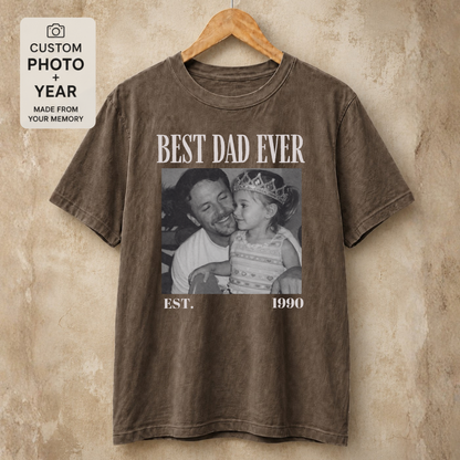 Personalized Best Dad Ever Est Year Photo Tee