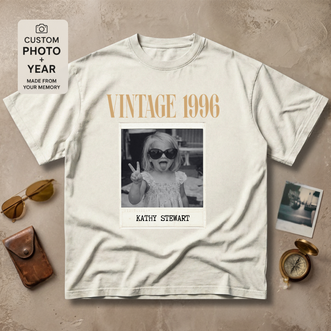 Personalized Vintage Year Photo Polaroid Tee