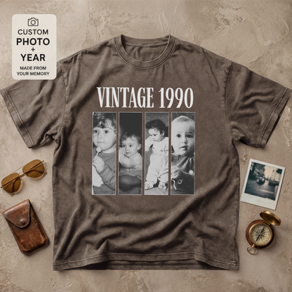 Personalized Vintage Year Multi Photo Tee