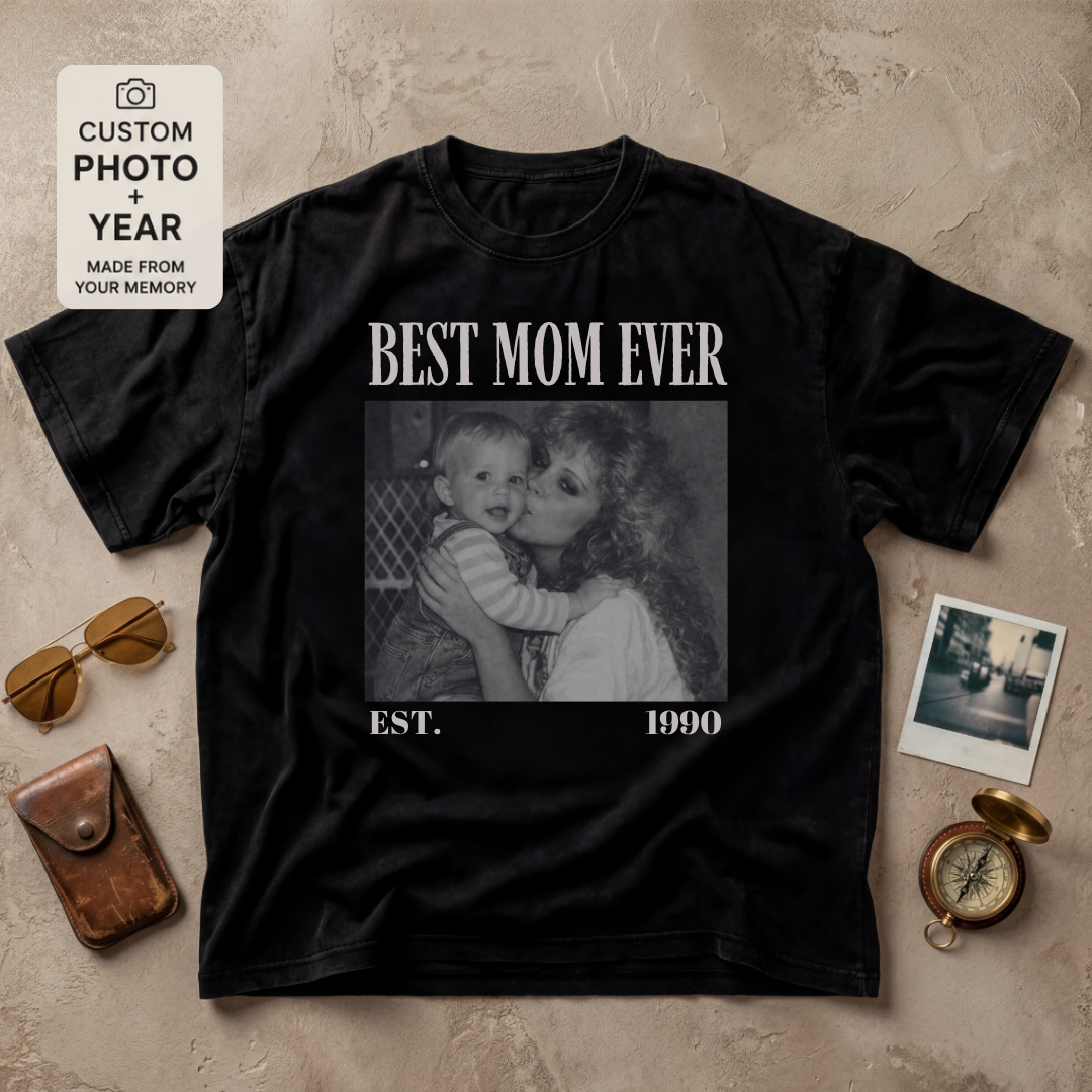 Personalized Best Mom Ever Est Year Photo Tee