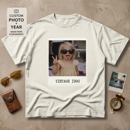 Personalized Vintage Year Polaroid Photo Tee