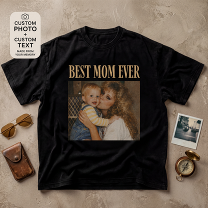 Personalized Best Mom Ever Custom Photo Vintage Tee