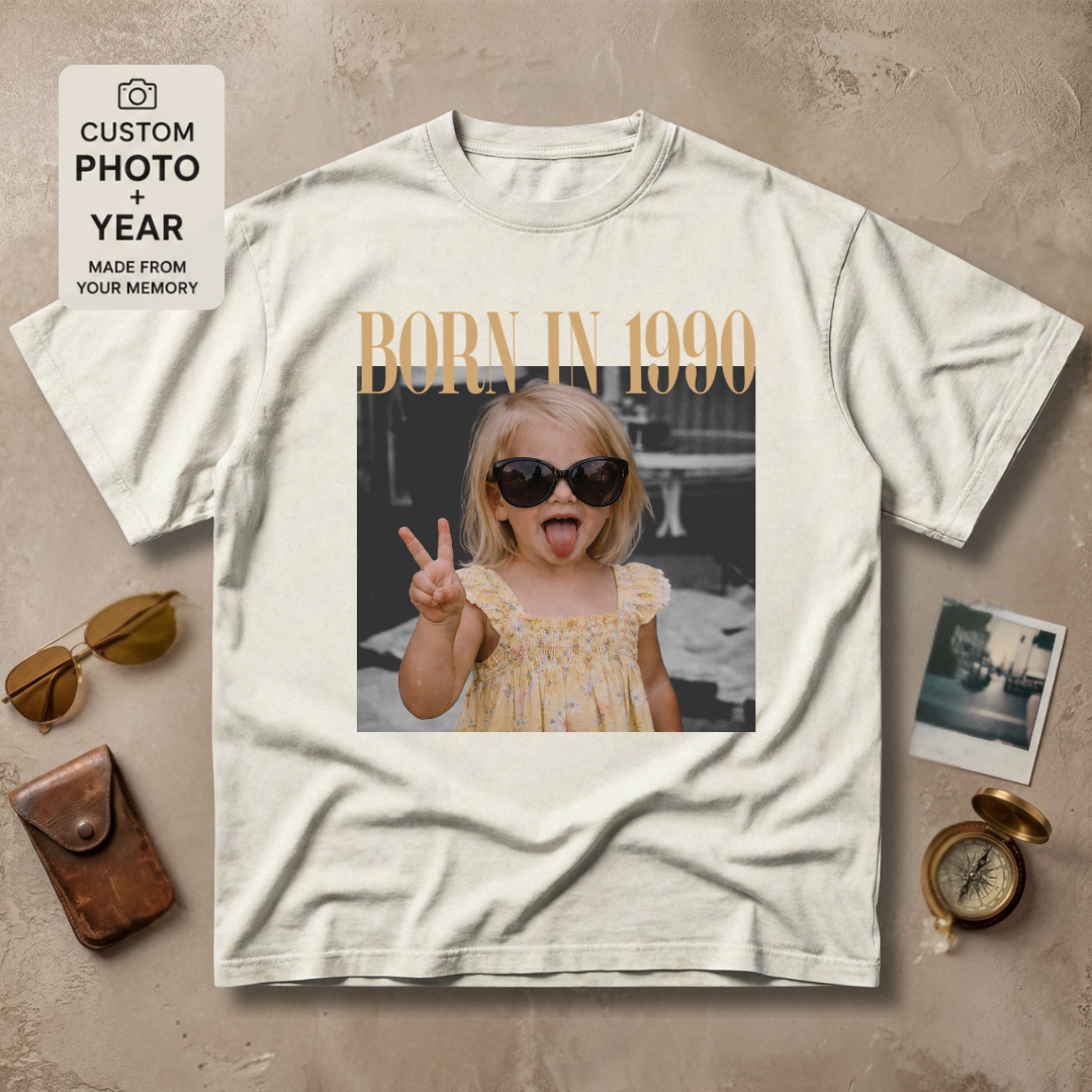 Personalized Born In Custom Year Photo Vintage Tee