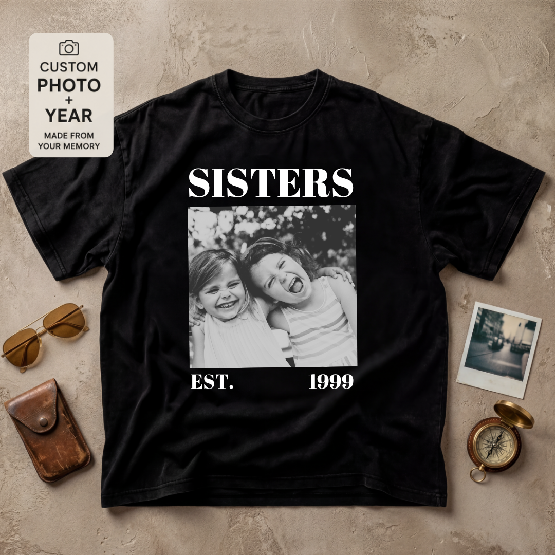 Personalized Sisters Est Year Photo Tee