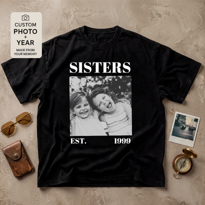Personalized Sisters Est Year Photo Tee