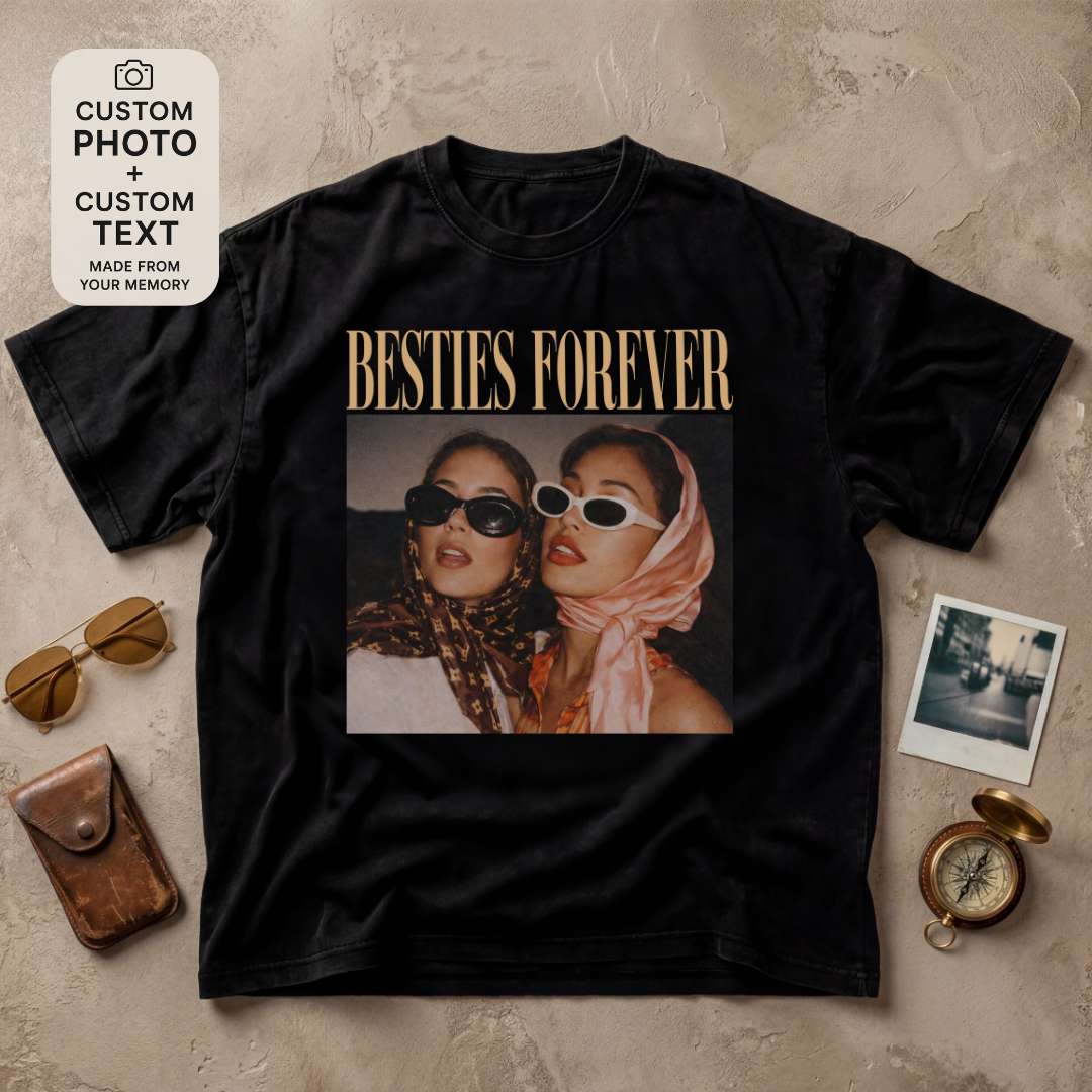 Personalized Besties Forever Custom Photo Vintage Tee