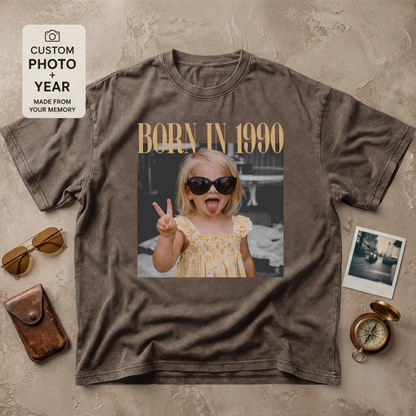 Personalized Born In Custom Year Photo Vintage Tee