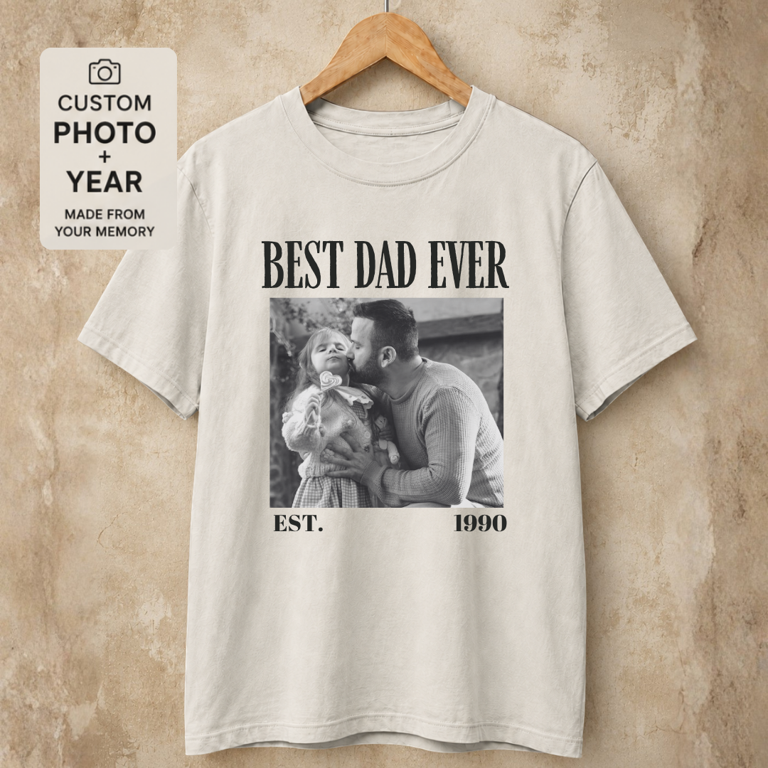 Personalized Best Dad Ever Est Year Photo Tee