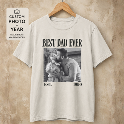Personalized Best Dad Ever Est Year Photo Tee