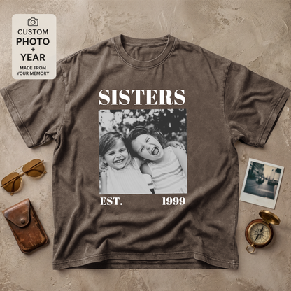 Personalized Sisters Est Year Photo Tee