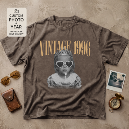 Personalized Vintage Year Birthday Photo Tee