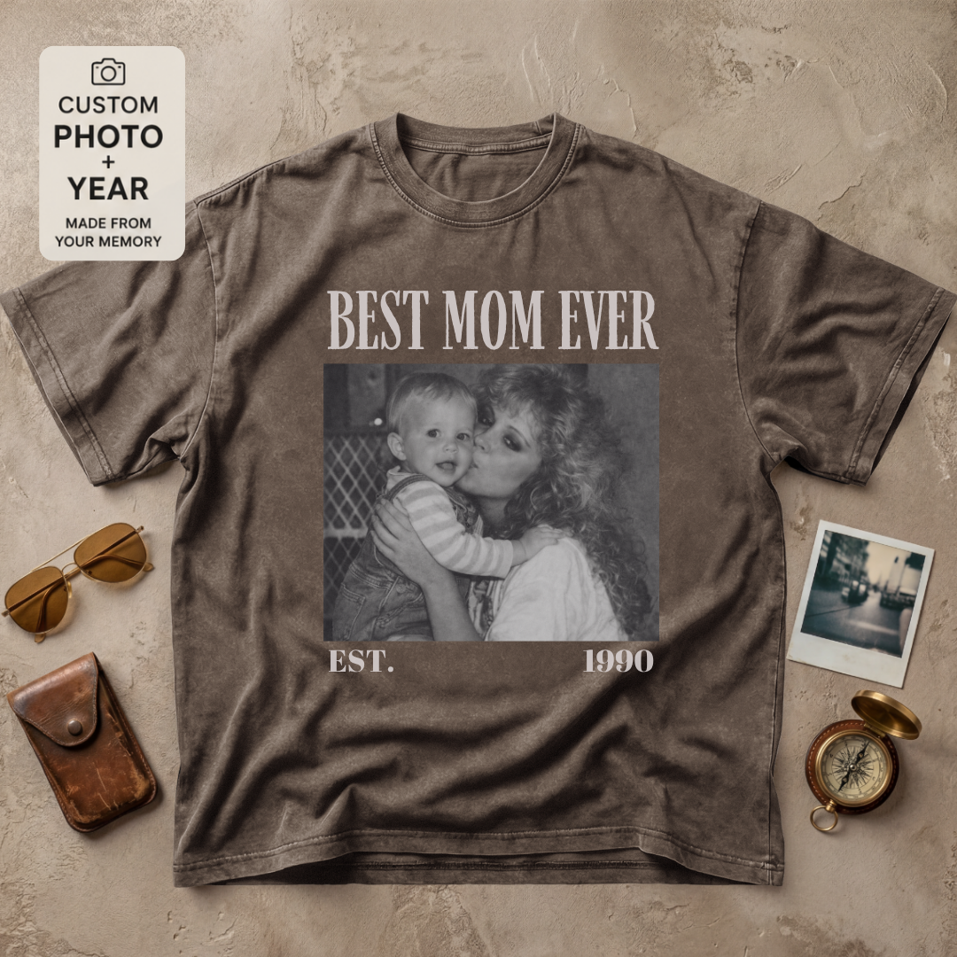 Personalized Best Mom Ever Est Year Photo Tee