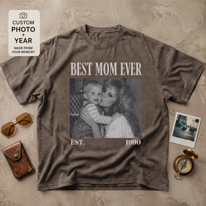 Personalized Best Mom Ever Est Year Photo Tee