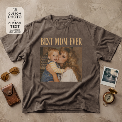 Personalized Best Mom Ever Custom Photo Vintage Tee