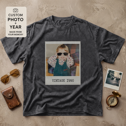 Personalized Vintage Year Polaroid Photo Tee